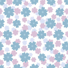 Floral pattern. Pretty flowers on white background. Printing with small purple flowers. Ditsy print. Seamless vector texture. Cute flower patterns. elegant template for fashionable printers