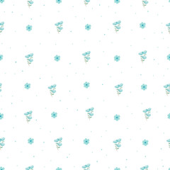 Cute simple Floral pattern in the small blue flower. Seamless vector texture. Printing with small blue flowers. spring flowers, summer flowers.