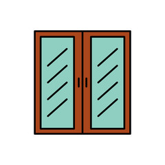 Glazed window glossy icon - vector window symbol or logo
