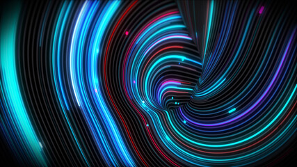 Fototapeta premium 3D rendering of spiral bright vortex streams of light on a surface with lines