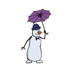 snowman with umbrella