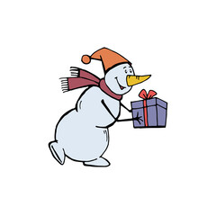 snowman with gift