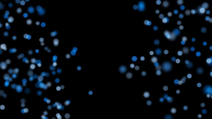 Naklejka na ściany i meble 3D rendering of stylish Christmas bright particles in space that are scattered on a black background