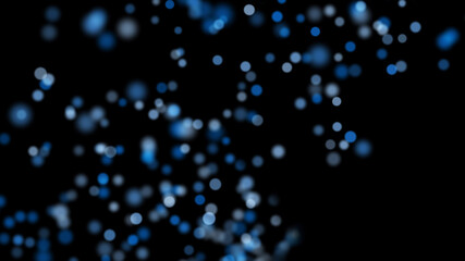 3D rendering of stylish Christmas bright particles in space that are scattered on a black background