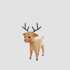 3D Character, Christmas Deer Illustration, New Year
