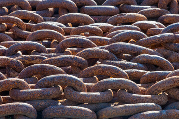 Rusty heavy chains, Grytviken (abandoned whaling station), South Georgia, Antarctica