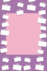 New Year and Christmas background for text in soft purple colors with white gifts. To become, post, site, story.
