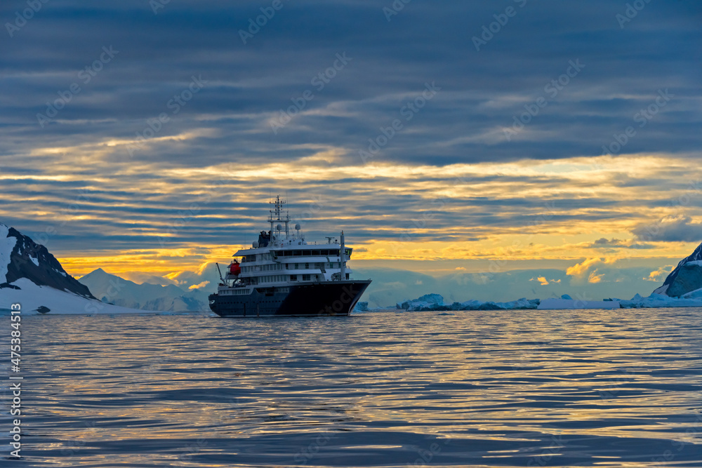 Canvas Prints Cruise ship with Northeast Glacier, Antarctica