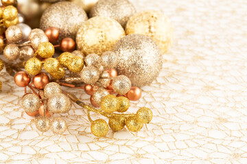 golden christmas balls