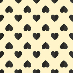 Black heart pattern on beige background for packaging or textile design