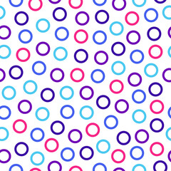 White seamless pattern with neon rings.