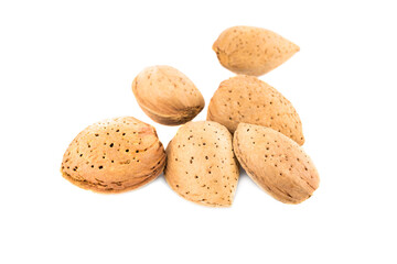 almonds isolated on white background