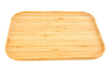 Wooden tray I solated on white background