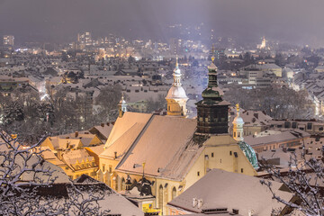 Winter impression from the city of Graz in Austria
