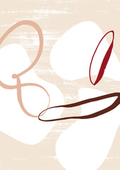 Abstract geometric poster. Trendy vector texture digital wall art. Modern Pastel nude shapes art