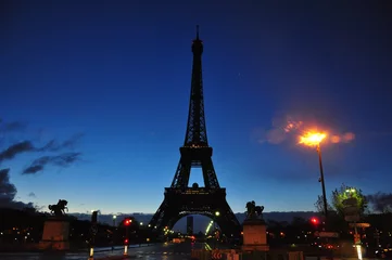 Foto op Canvas Mooie opname van de Eiffeltoren in de avond © Kaili5/Wirestock