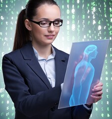 Futuristic remote diagnostics concept with businesswoman