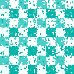 Green and white checkerboard mosaic. Abstract background.