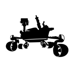 Mars rover curiosity in black and white colors usolated. Vector illustration.