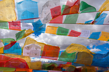 Prayer flags in the Himalayas, Mt. Everest National Nature Reserve, Shigatse Prefecture, Tibet, China