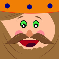 Vector cartoon of King Gaspar. Face of the three wise men bringing gifts at Christmas to children