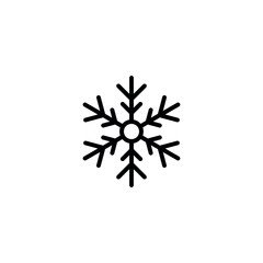 Snowflake icon. New Year and Christmas attribute. Weather element. The symbol of cold, snow, winter and frost. Isolated abstract vector illustration.