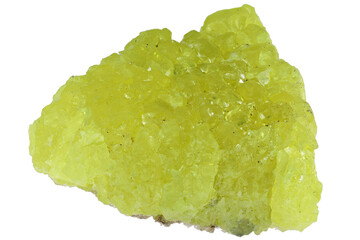 sulfur from El Desierto mine, San Pablo de Napa, Bolivia isolated on white background