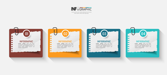 Business Infographic with note paper design vector.	
