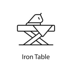 Iron Table vector outline icon for web isolated on white background EPS 10 file