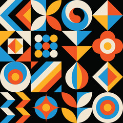 Abstract geometric concept poster design. Graphic pattern in bright colors. Business progress strategy development creative banner. Vector illustration. Symbol web banner. 