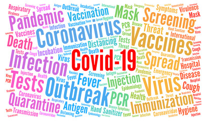 Obraz premium Covid 19 word cloud concept 