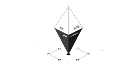 Octahedron mathematical figure. Black and white isometric 3d illustration isolated on white background. Vector design.