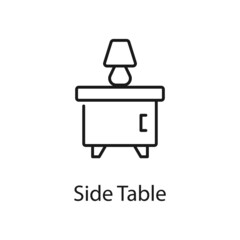 Side Table vector outline icon for web isolated on white background EPS 10 file