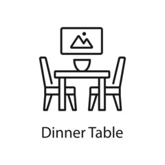 Dinner Table vector outline icon for web isolated on white background EPS 10 file
