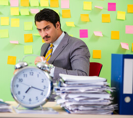 Businessman having trouble with his priorities