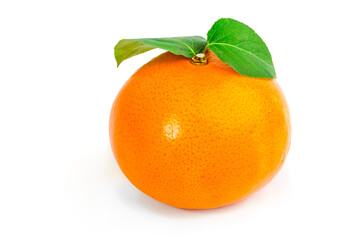 Tangerine with leaves isolated on a white background