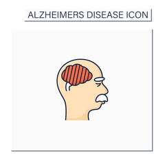 Severe Alzheimer disease color icon. Inability to communicate. Neurologic disorder concept.Isolated vector illustration