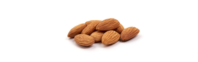 Almond. Almond nuts, close-up, isolated on a white background.