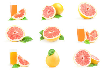 Group of pumelo isolated on white