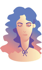 Vector illustration. The girl with curly hair