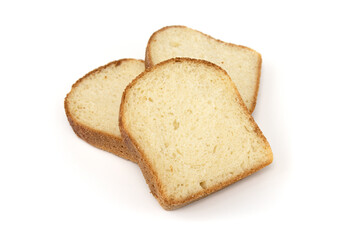 slices of bread isolated on white background, side view