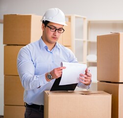 Man working in box delivery relocation service