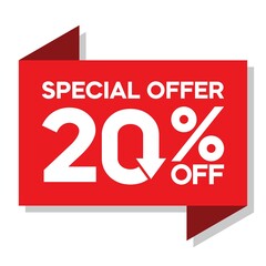 Special offer discount up to 20 percent, banner template design, special offer discount sales promotion. vector template illustration