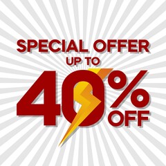 Flash sale discounts up to 40%, banner templates, special offers for flash sales promotions. vector template illustration
