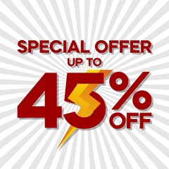 Flash sale discounts up to 45%, banner templates, special offers for flash sales promotions. vector template illustration
