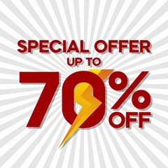 Flash sale discounts up to 70%, banner templates, special offers for flash sales promotions. vector template illustration