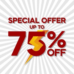 Flash sale discounts up to 75%, banner templates, special offers for flash sales promotions. vector template illustration