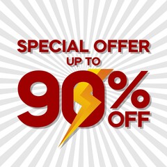 Flash sale discounts up to 90%, banner templates, special offers for flash sales promotions. vector template illustration