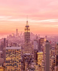Fotobehang Empire State Building View of New York Manhattan during sunset hours