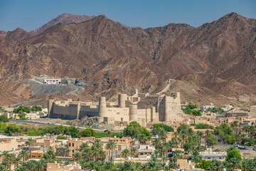 Middle East, Arabian Peninsula, Oman, Ad Dakhiliyah, Bahla. Bahla Fort in the mountains of Oman.
